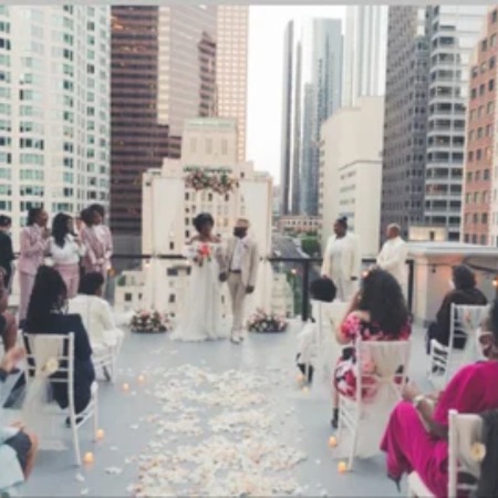 Numa Perrier's wedding picture.